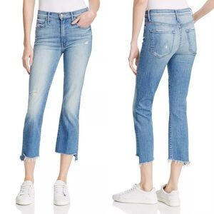 Mother Insider Crop Step Fray Jeans Shake Well Wash size 25 light blue denim